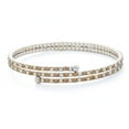 thumbnail image 1 of X & O Women's Double Row Silver Plated Flex Bangle with Light Colorado Topaz and Aurora Crystals, 1 of 2