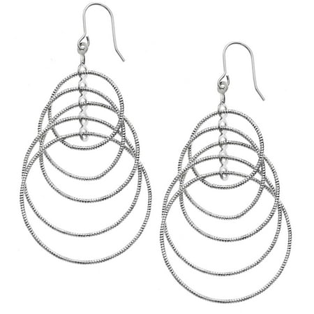 X & O Women's Silver Plated Multi-Link Hula Hoop Dangle Earrings