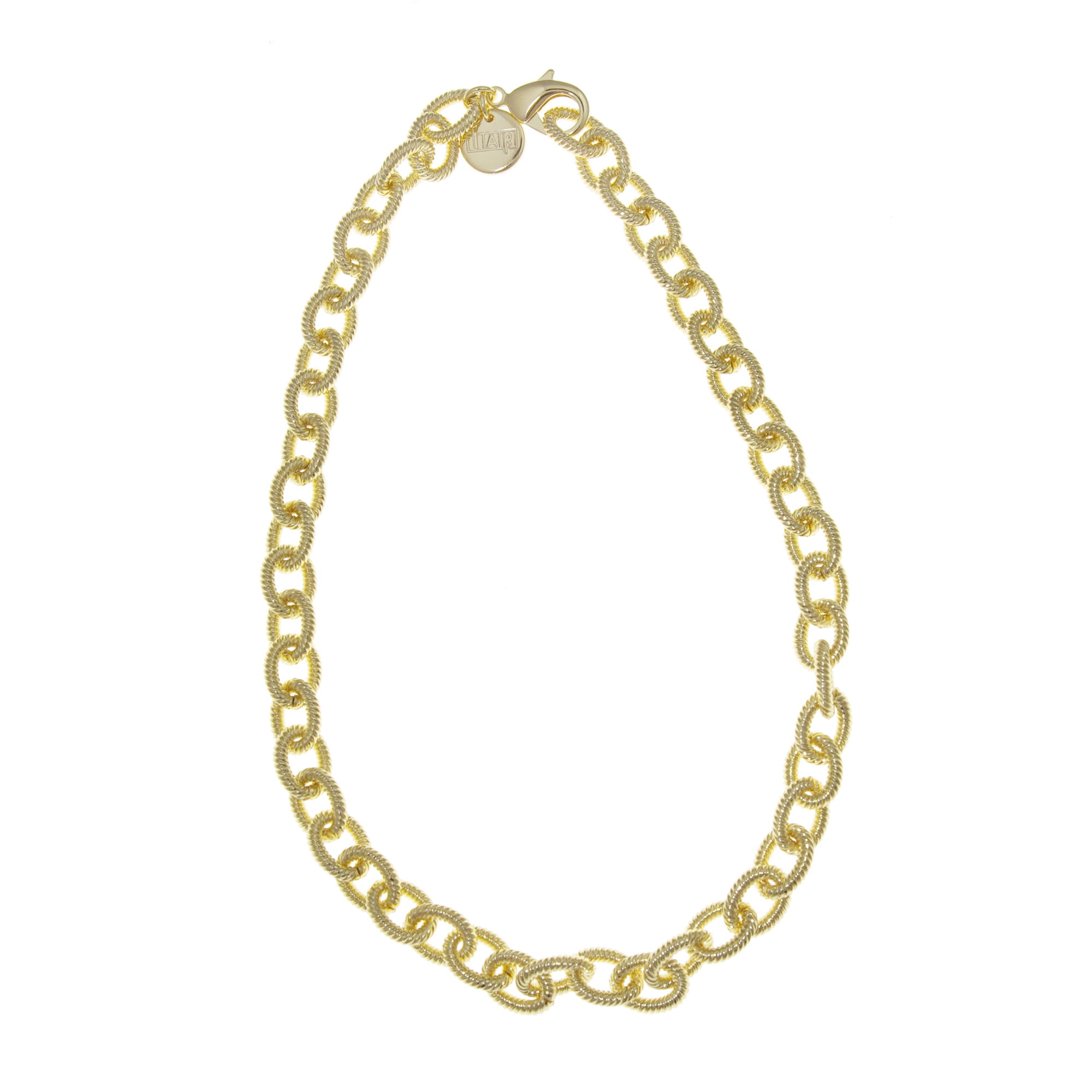 X & Oe 18KT GEP corrugated oval link necklace