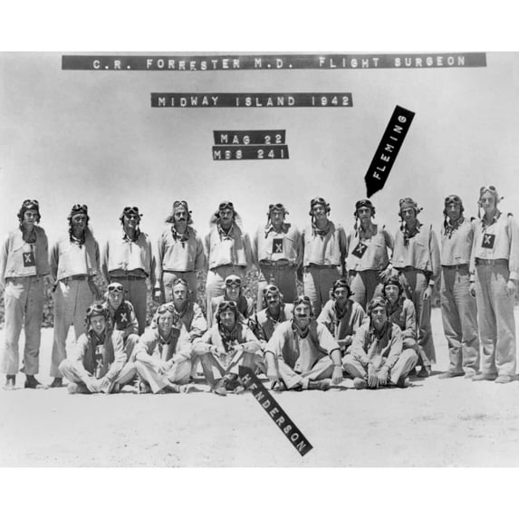 'X' Over Image Of Each Man Who Was Killed In Action In Battle Of Midway History (24 x 18)
