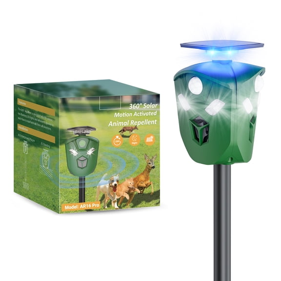 X-PEST Ultrasonic Squirrel Repeller Outdoor - Deer Deterrent with PIR Sensor, Solar Powered for 360 Protection Against Deer, Squirrels, Raccoons, Rabbits in Garden, Yard, Farm