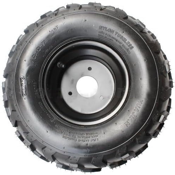 X-PRO 16x8-7 7" Black Left Wheel Rim Tire Assembly for ATV Kart 80mm