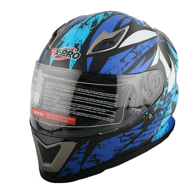 X Pro Large Full Face Motorcycle Helmet, Blue, Thermoplastic, Anti-scratch  Visor - Walmart.com
