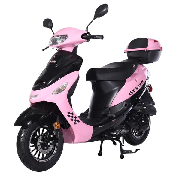 X-Pro Brand New Milos 50 Moped Scooter with 10" Aluminum Wheels, Rear Trunk, Electric/Kick Start!