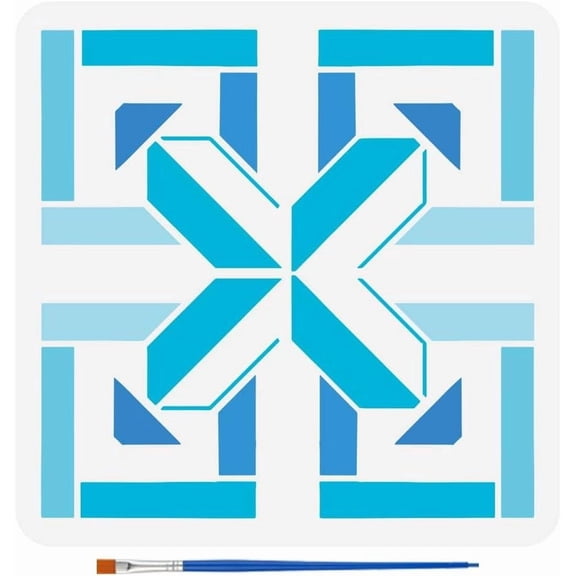X Pattern Ceramic Tile Drawing Stencil with A Paint Brush 11.8x11.8inch Floor Tile Painting Template Geometric Design Pattern Stencil