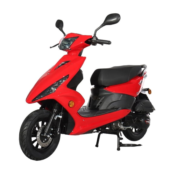 X-Pro Bali 150cc Gas Moped CVT Automatic, Electric Start with Large Storage Adult Moped with 10" Wheels! (Red)