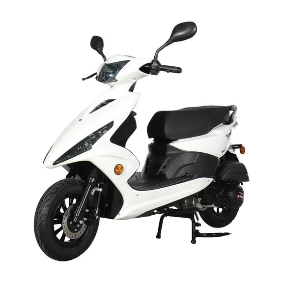 X-Pro Bali 150cc Gas Moped CVT Automatic, Electric Start with Large Storage Adult Moped with 10" Wheels! (White)