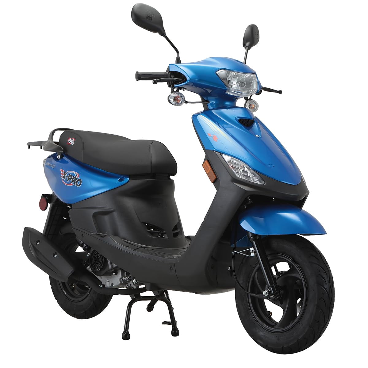 X-Pro Bora 50cc Gas Moped Scooter for Adults – Automatic Transmission, 4‑Stroke Engine with 10" Aluminum Wheels, Electric/Kick Start!