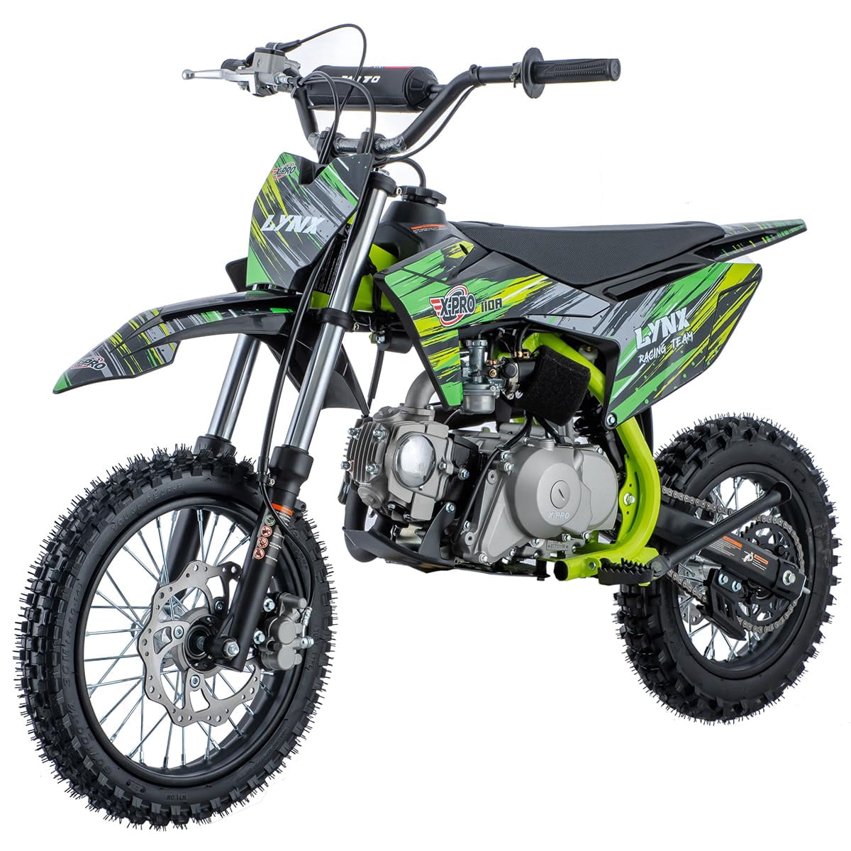 X-Pro Brand New Lynx 110cc Dirt Bike with Automatic Transmission, Electric Start, 14"/12" Tires!