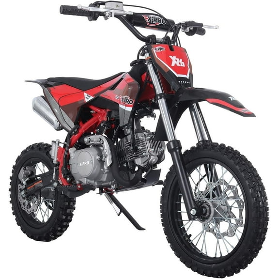 X-Pro Brand New 125cc Gas Pit Dirt Bike with 4-Speed Manual Transmission, Kick Start, 14"/12" Tires!