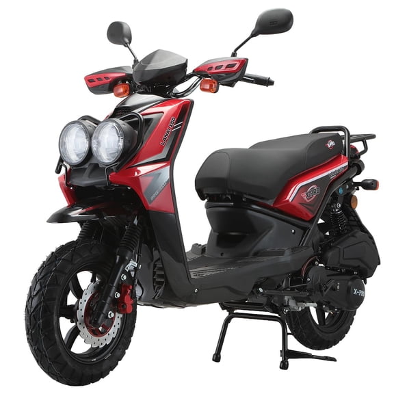 X-Pro Brand New 150cc Gas Moped Motorcycle, 12" Aluminum Wheels Electric/Kick Start Dual Headlights