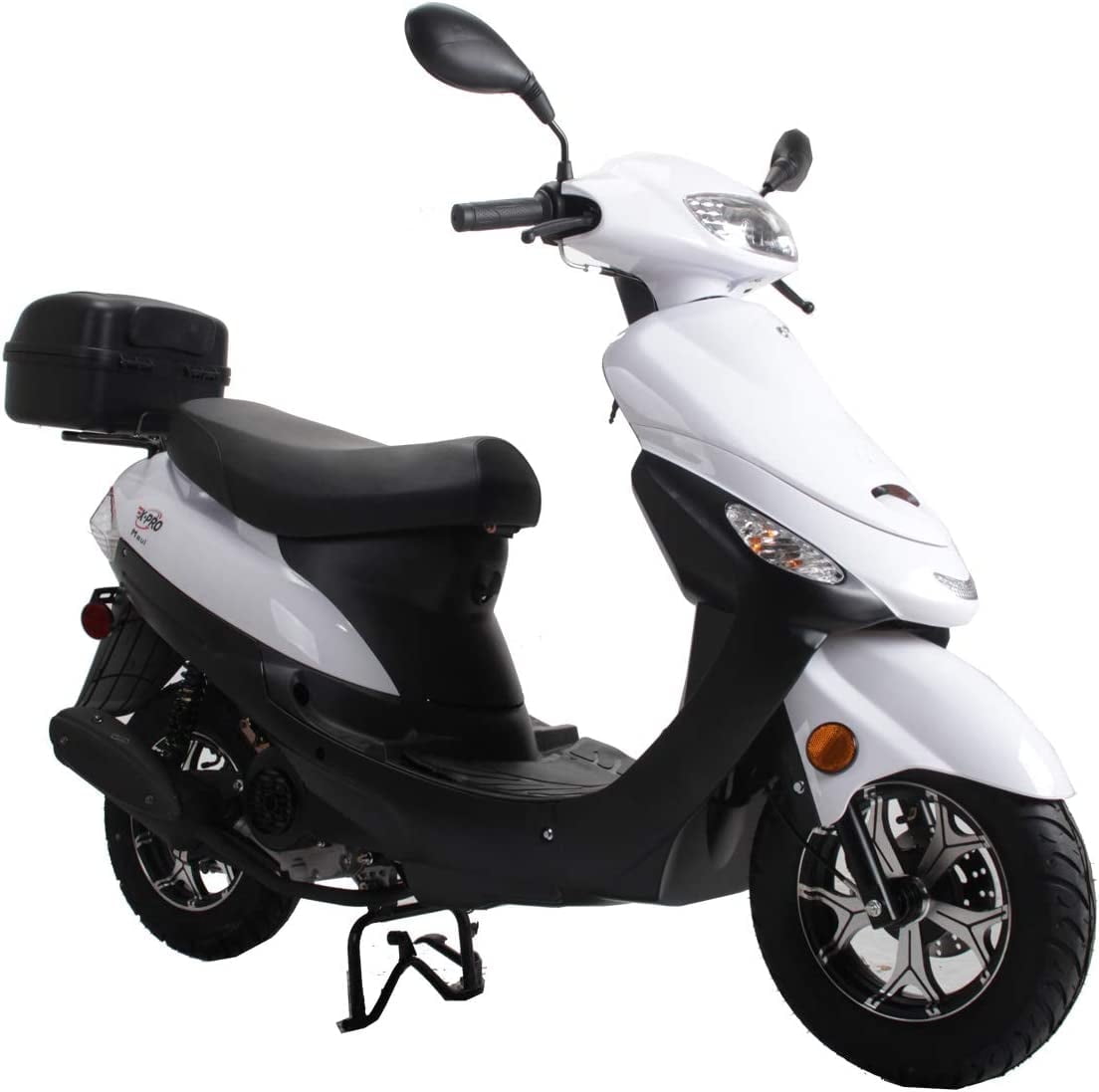 X Pro Brand New 50cc Gas Moped Motorcycle 10 Aluminum Wheels Electric Kick Start Large Headlights