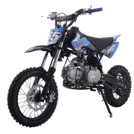 X-Pro Brand New Bolt 125cc Gas Pit Dirt Bike, 4-Speed Manual Transmission, Kick Start, 14"/12" Tires