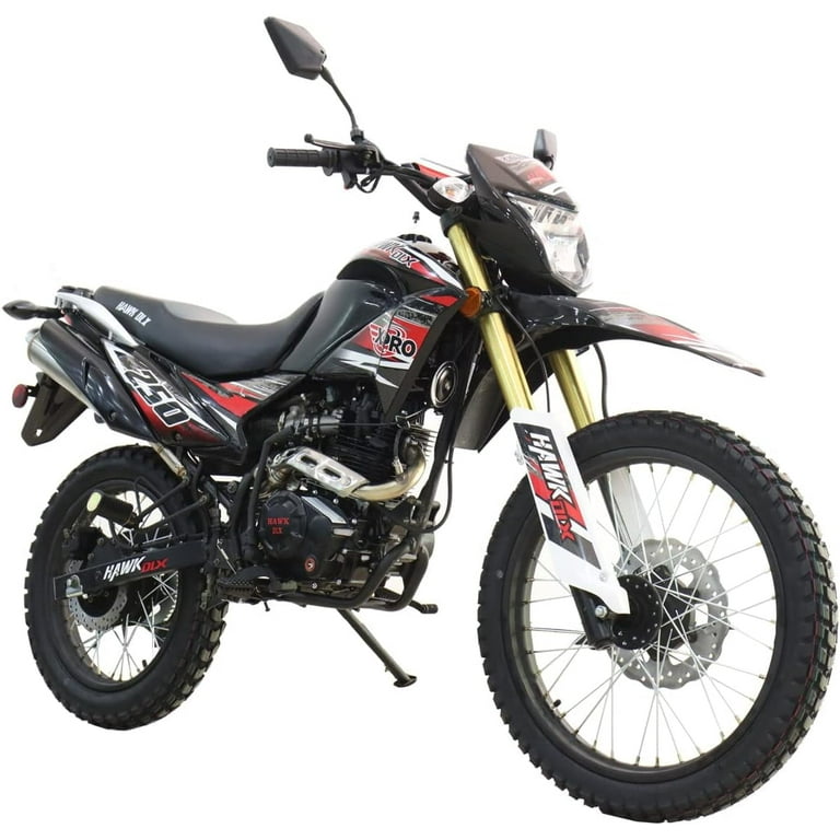 X Pro Brand New Hawk Dlx 250cc Dirt Bike 5 Manual Transmission Kick E Start 21 18 Wheels Walmart