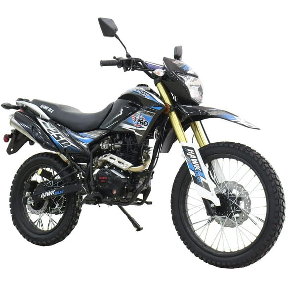 X-Pro Brand New Hawk Dlx 250cc Dirt Bike, 5 Manual Transmission Kick/E-Start, 21"/18" Wheels