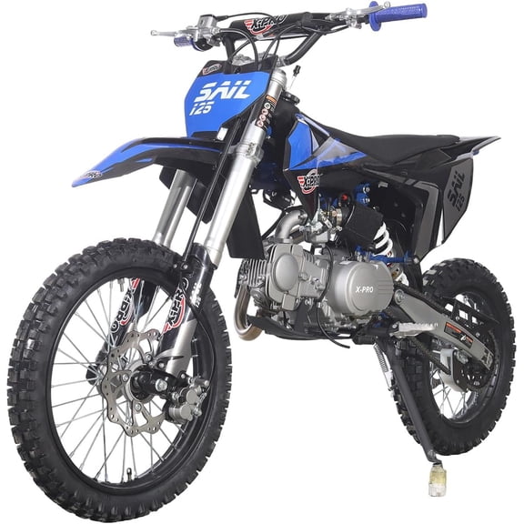 X-Pro Brand New Sail 125cc Dirt Bike with 4-Speed Manual Transmission Kick Start, Big 17"/14" Tires!