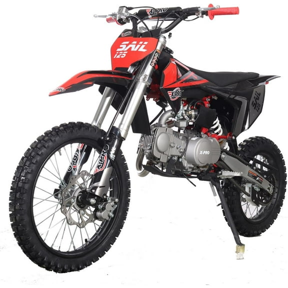 X-Pro Brand New Sail 125cc Dirt Bike with 4-Speed Manual Transmission Kick Start, Big 17"/14" Tires!