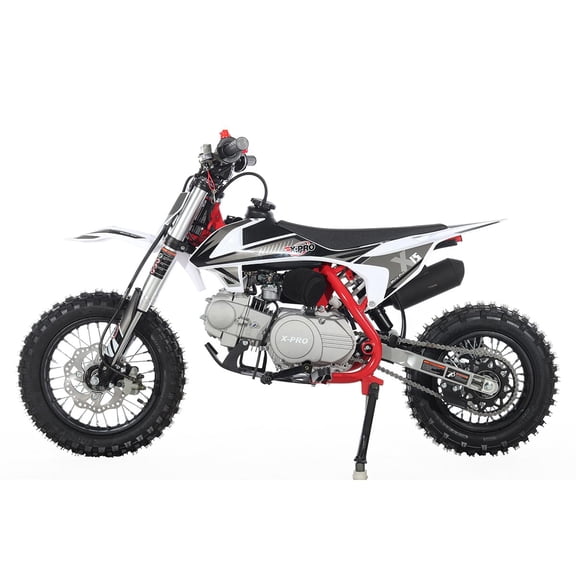 X-Pro Brand New X15 110cc Dirt Bike Pit Bike, Semi-Automatic Transmission Kick Start, 12"/10" Wheels