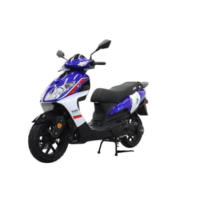 X-Pro Fiji 150 Gas Moped for Adults with 13" Aluminum Wheels, Electric & Kick Start, Automatic CVT Transmission, Large Headlight!