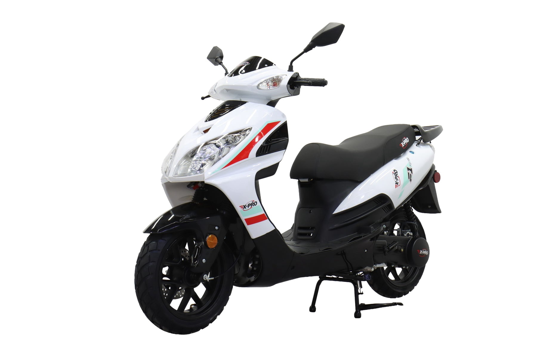 X-Pro Fiji 150 Gas Moped for Adults with 13" Aluminum Wheels, Electric & Kick Start, Automatic CVT Transmission, Large Headlight!