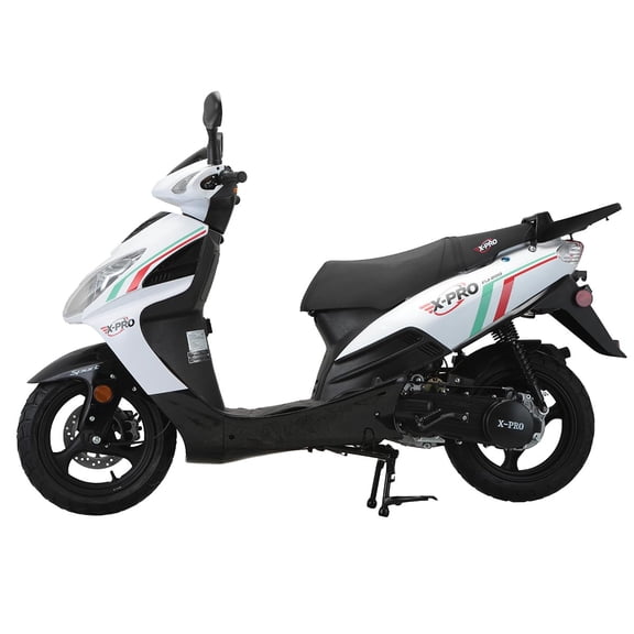 X-Pro Fiji 200 Gas Moped for Adults, Electric & Kick Start with 13" Aluminum Wheels!