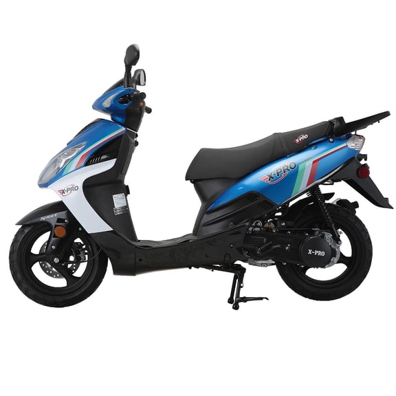 X-Pro Fiji 200 Gas Moped for Adults, Electric & Kick Start with 13" Aluminum Wheels!