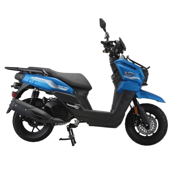 X-Pro Gas Powered Moped for Adults Tank 200 Bike with 12" Big Wheels! (Matte Blue)