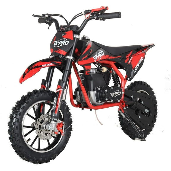 X-Pro Leopard 40 Mini Dirt Bike, Gas Power 4 Stroke Pit Bike! Easy Pull Start, 10" Wheels!