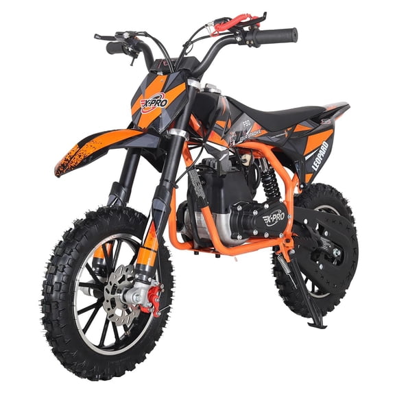X-Pro Leopard Mini 40 Dirt Bike, Gas Power 4 Stroke Dirt Bike, Pull Start with 10" Wheels!(Orange)