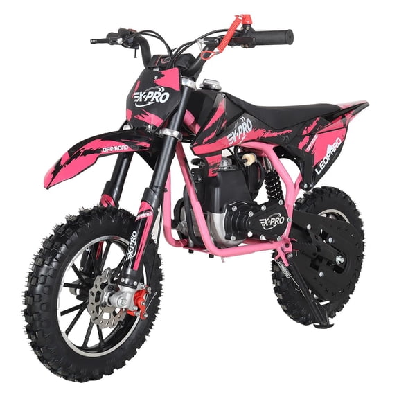 X-Pro Leopard Mini 40 Dirt Bike, Gas Power 4 Stroke Dirt Bike, Pull Start with 10" Wheels!(PinkNew)
