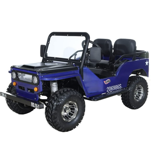 X-Pro Ranger 150 Jeep Go Kart with 3-Speed Semi-Automatic Transmission w/Reverse, Big 18" Aluminium Rim Wheels! LED Headlights, with Windshield and Spare Tire！