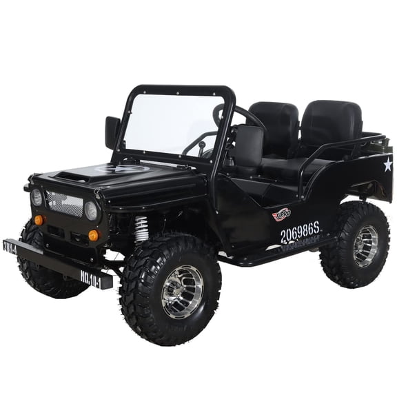 X-Pro Ranger 150 Jeep Go Kart with 3-Speed Semi-Automatic Transmission w/Reverse, Big 18" Aluminium Rim Wheels! LED Headlights, with Windshield and Spare Tire！