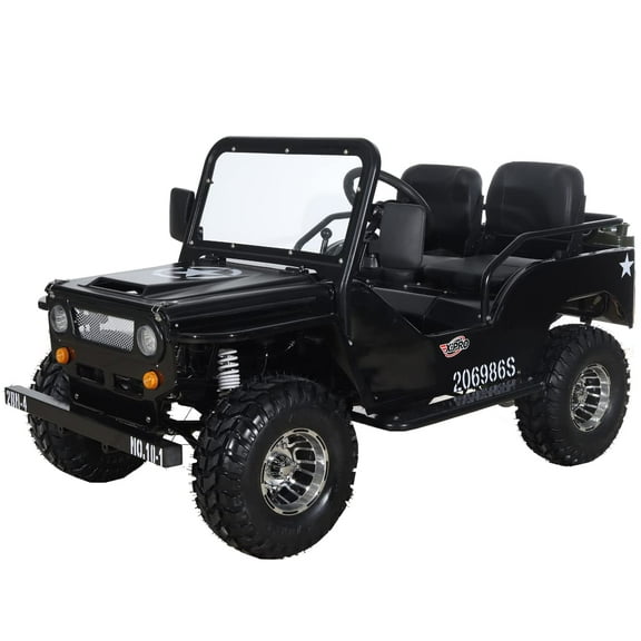 X-Pro Ranger 150 Jeep Go Kart with 3-Speed Semi-Automatic Transmission w/Reverse, Big 18" Aluminium Rim Wheels! LED Headlights, with Windshield and Spare Tire！