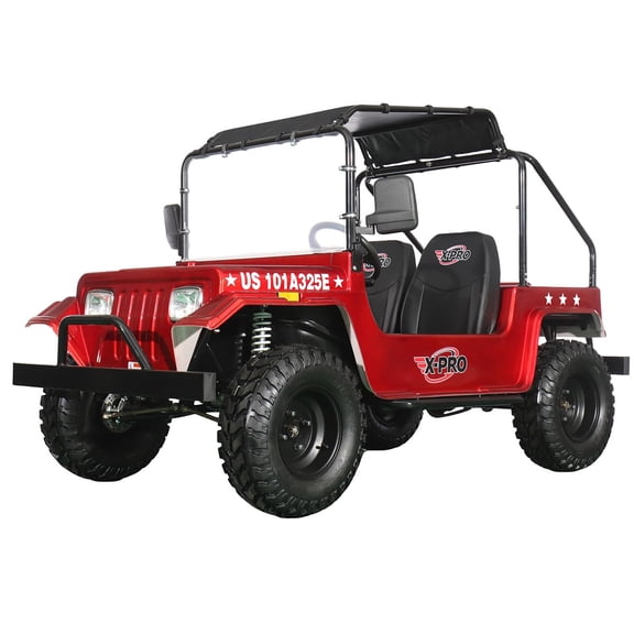 X-Pro Ridge 200 Jeep Go Kart with CVT Transmission w/Reverse! with Windshield & Soft Top, 4-Wheel Disc Brakes, Big 20.5” Wheels!