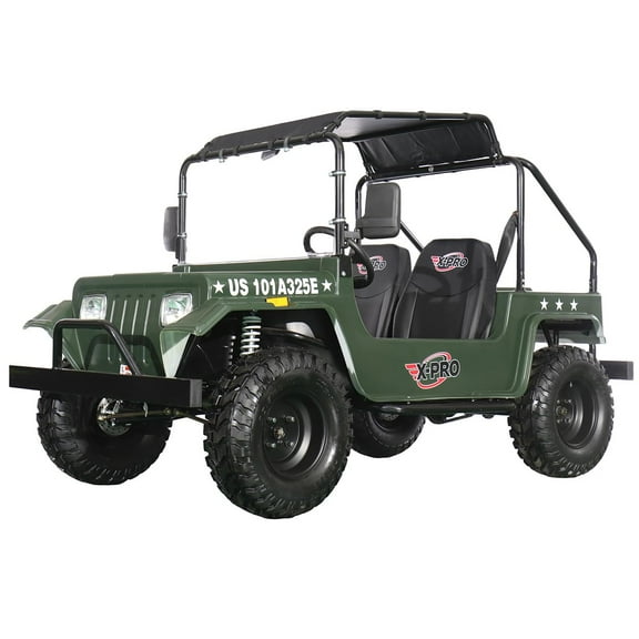 X-Pro Ridge 200 Jeep Go Kart with CVT Transmission w/Reverse! with Windshield & Soft Top, 4-Wheel Disc Brakes, Big 20.5” Wheels!