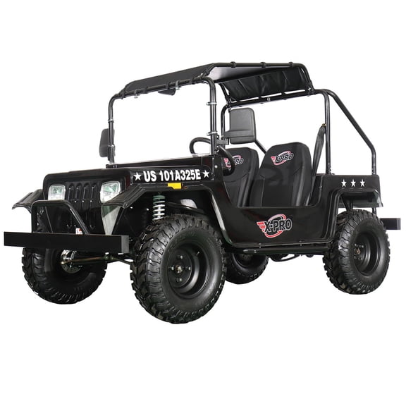 X-Pro Ridge 200 Jeep Go Kart with CVT Transmission w/Reverse! with Windshield & Soft Top, 4-Wheel Disc Brakes, Big 20.5” Wheels!