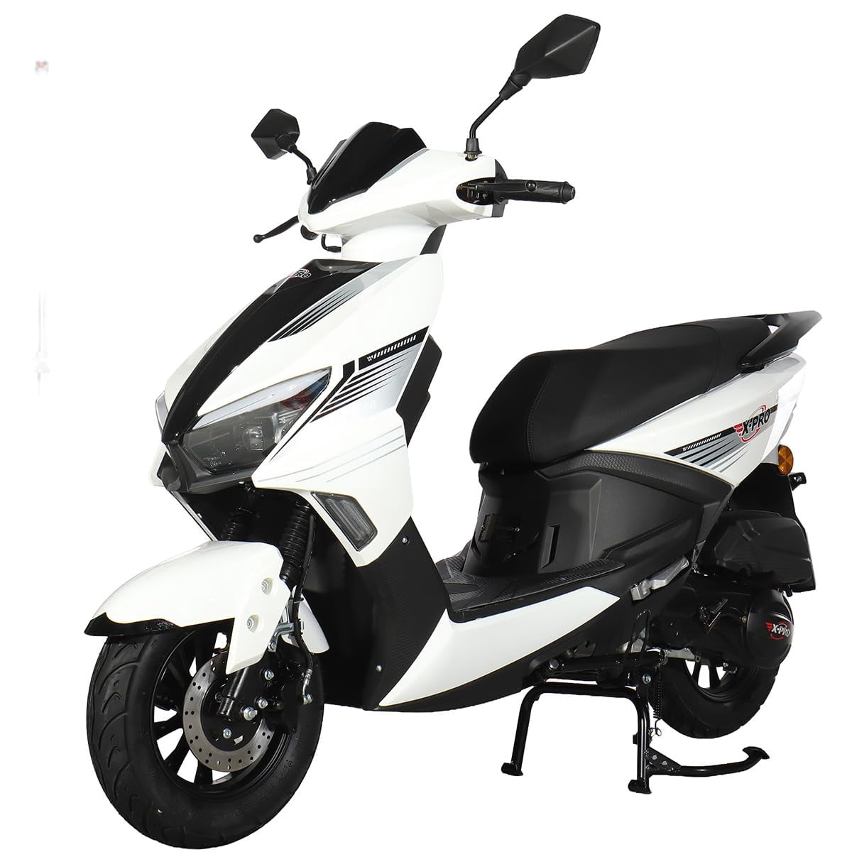 X-Pro Solara 150cc Gas Moped, Fully Automatic Moped with Electric & Kick Start, 10" Aluminum Wheels, Front Disc Brake, LED Headlight, Underseat Storage
