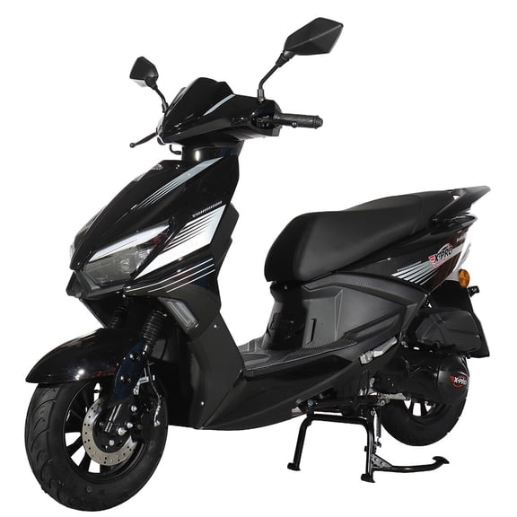 X-Pro Solara 150cc Gas Moped, Fully Automatic Moped with Electric & Kick Start, 10" Aluminum Wheels, Front Disc Brake, LED Headlight, Underseat Storage