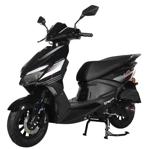 X-Pro Solara 150cc Gas Moped, Fully Automatic Moped with Electric & Kick Start, 10" Aluminum Wheels, Front Disc Brake, LED Headlight, Underseat Storage
