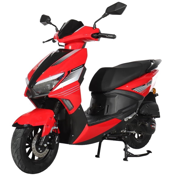 X-Pro Solara 150cc Gas Moped, Fully Automatic Moped with Electric & Kick Start, 10" Aluminum Wheels, Front Disc Brake, LED Headlight, Underseat Storage