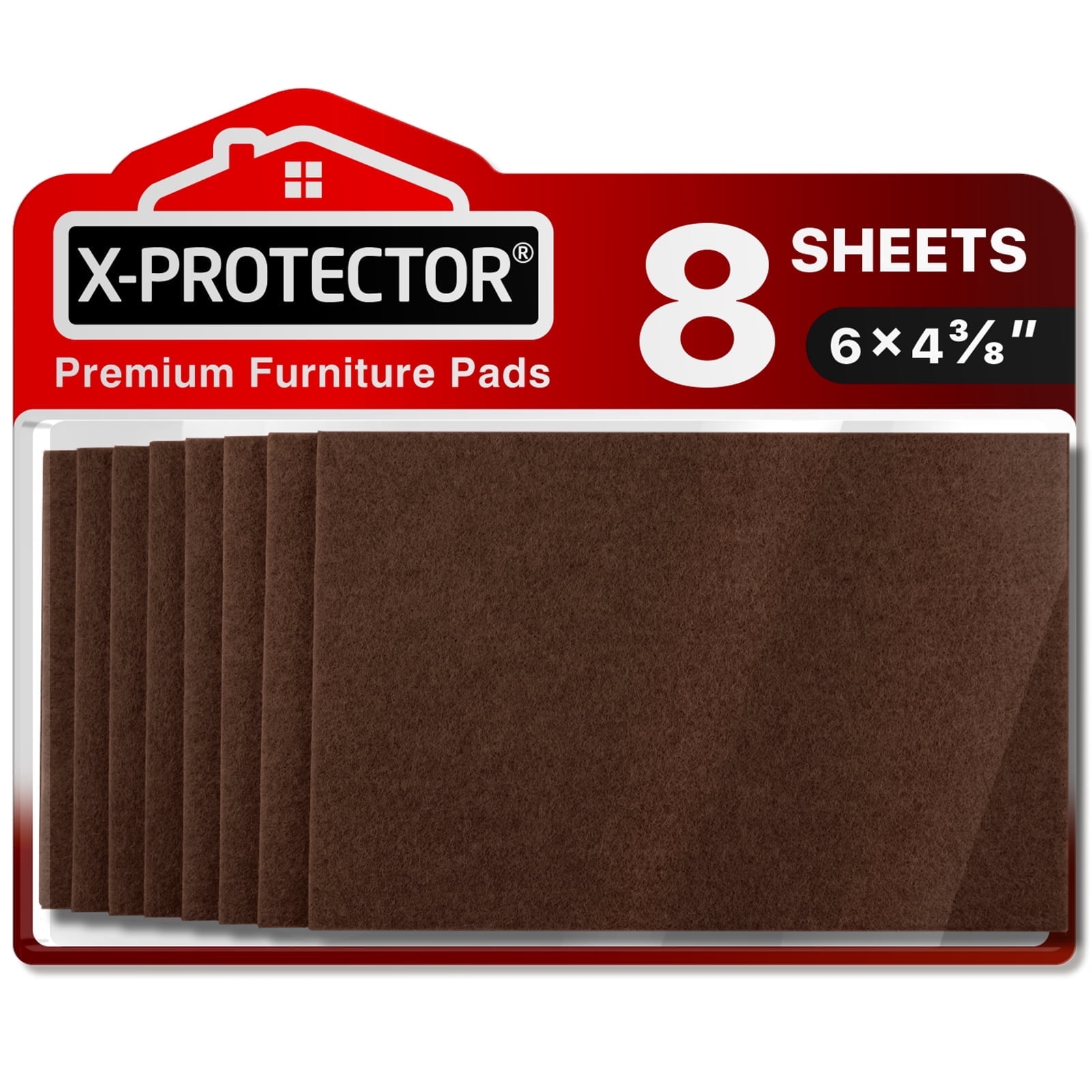 X Protector Felt Furniture Pads 8 Pcs 6 x 4 3 8 Heavy Duty Brown Felt Sheets Cut to Size Walmart