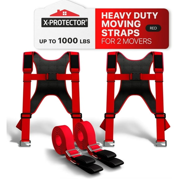 X-Protector Moving Straps – 2 Pairs for Movers – Furniture Lifting Straps for Heavy Objects with Back Support