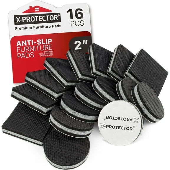 X-Protector Non Slip Furniture Pads - 16 PCS 2" Furniture Grippers - Rubber Furniture Pads Non Slip