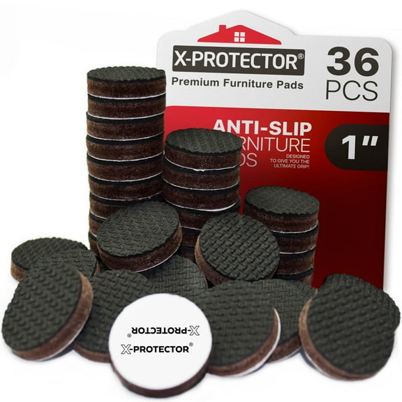 X-Protector Non Slip Furniture Pads - 36 Grippers 1" Self-Adhesive Rubber feet - Non Skid Protectors