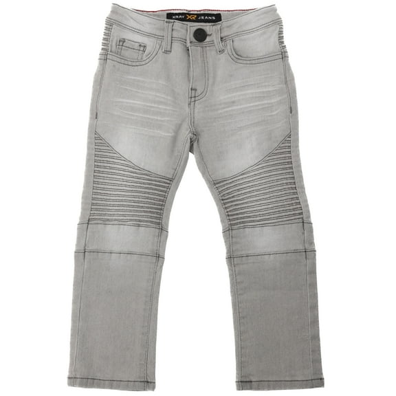 X RAY JEANS Toddler Boy's Stretch Moto Jeans, Grey, 2T