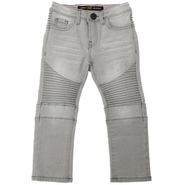 X RAY JEANS Toddler Boy's Stretch Moto Jeans, Grey, 4T