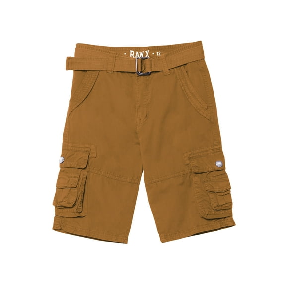 RAW X  Boy's Belted Twill Cargo Shorts, British Khaki, 12