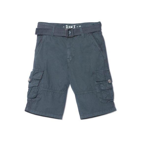 X RAY Boy's Belted Twill Cotton Cargo Shorts, Steel, 10