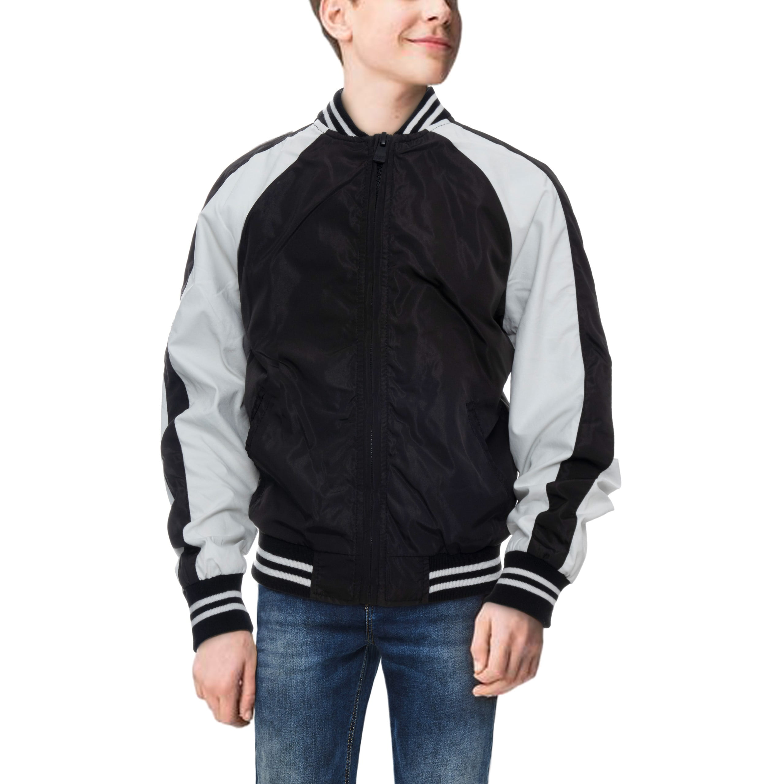 X RAY Boys Bomber Jacket Slim Fit Casual Aviator Windbreaker Flight Jacket for Boys Kids Black