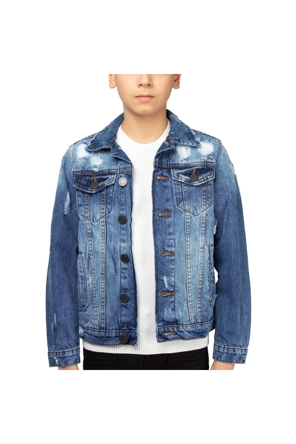 JEANS  Boy's Cotton Denim Jacket, Med Blue, XL